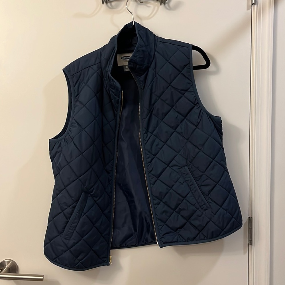 Navy blue quilted vest